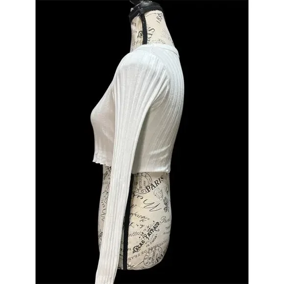 Cotton Citizen White Cropped Long Sleeve Robed Shirt Size XS NEW - Picture 2 of 4